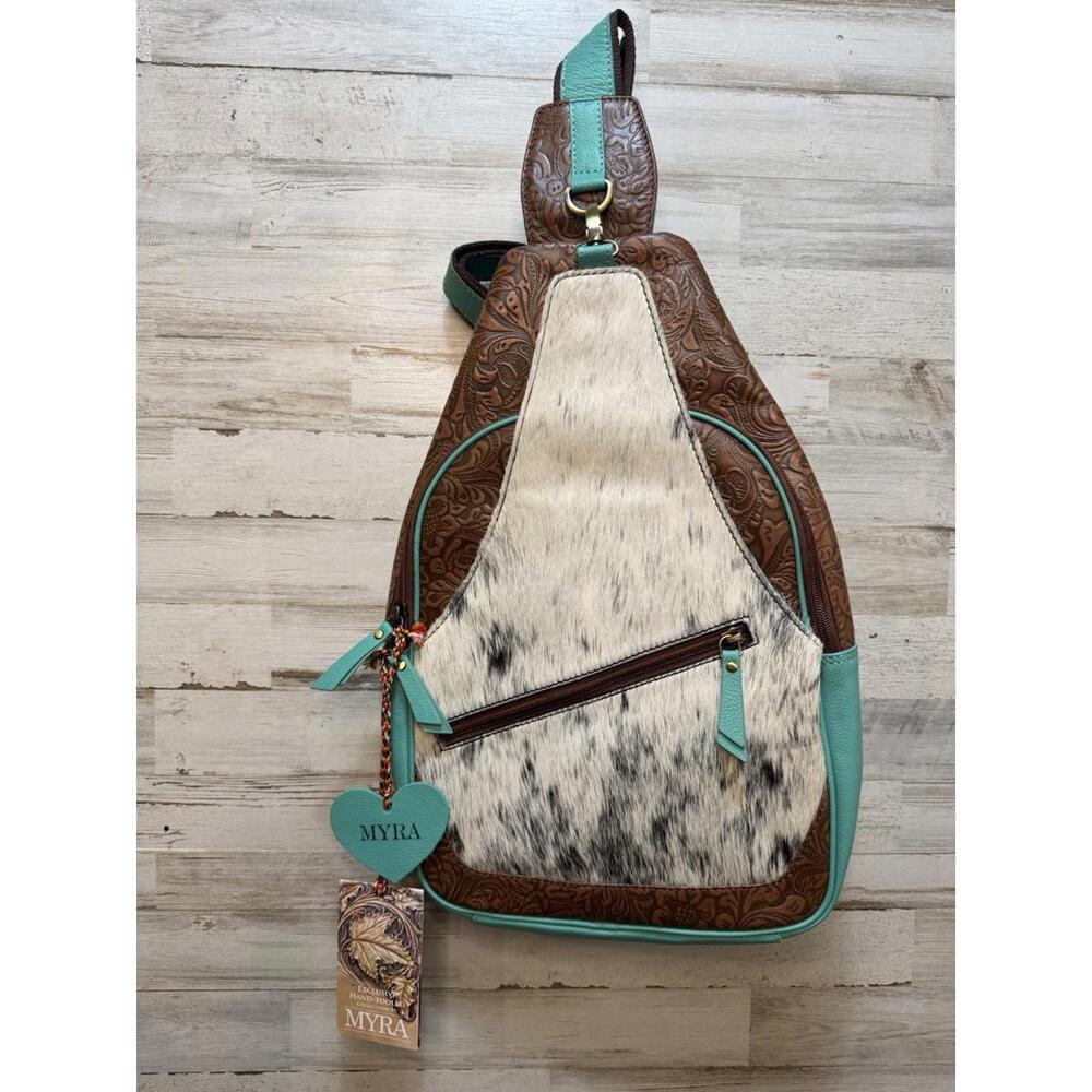 NEW MYRA BAG JOY MESA COWHIDE LEATHER SLING BAG SHOULDER BAG  S-9754 MAKE OFFER!